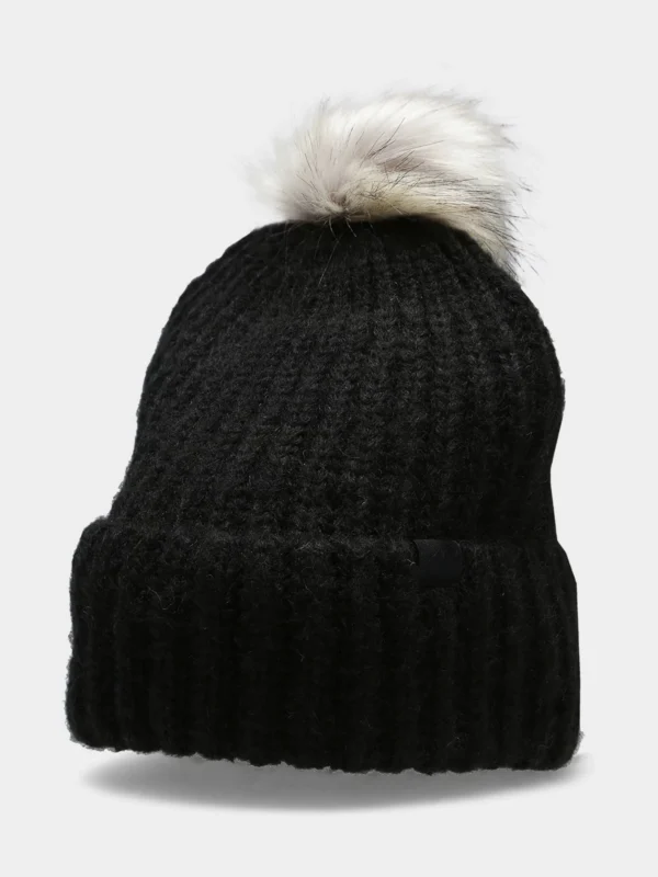 Czapka Z Pomponem Damska 4f - Czarny, M A-Sport