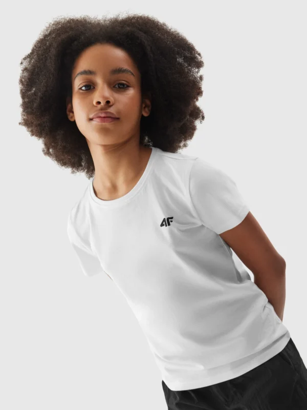 Koszulka T-Shirt Gładki Dziewczęcy 4f A-Sport