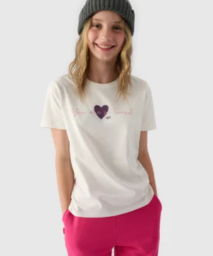 T-Shirt z Nadrukiem Dziewczęcy 4f A-Sport