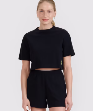 T-shirt crop top z waflowej dzianiny damski 4f A-Sport