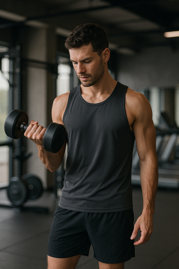 An image illustrating Męskie podkoszulki sportowe – co wybrać na siłownię i cardio