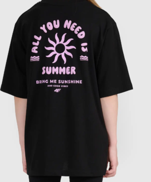 T-shirt z małym nadrukiem dziewczęcy 4F A-Sport