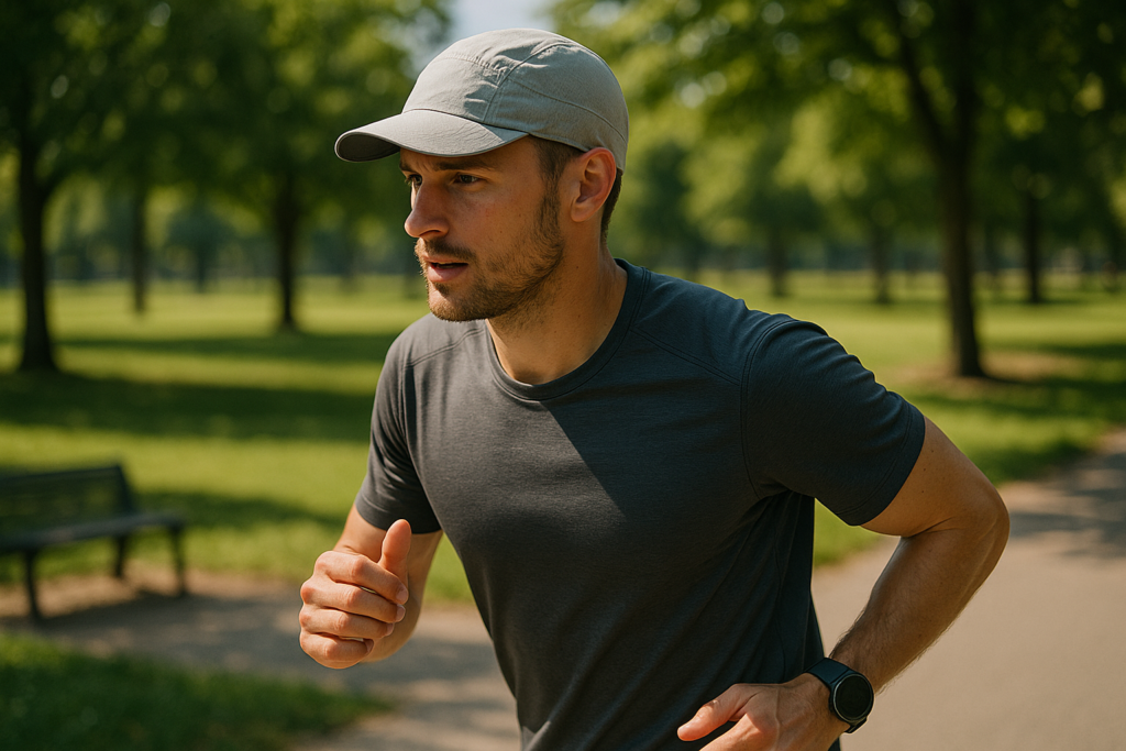 An image illustrating Czapki męskie sportowe – jak chronić głowę przed słońcem podczas treningu
