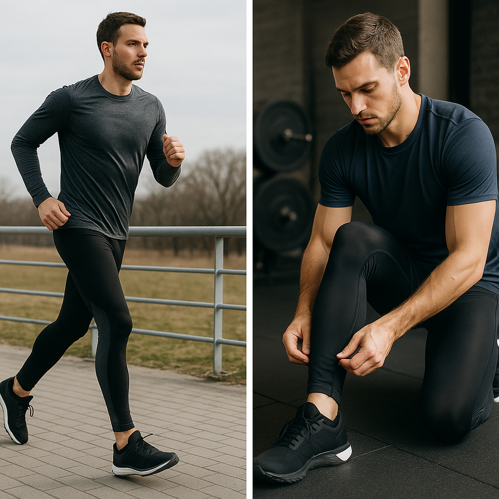 An image illustrating Legginsy męskie do biegania i na siłownię jak wybrać idealny model