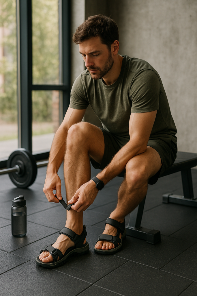 An image illustrating Sandały męskie sportowe na majówkę i lato – kompletny przewodnik po wygodnym obuwiu na ciepłe dni